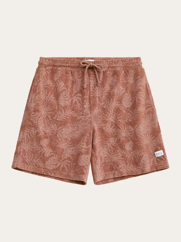 Casual printed terry short - Brown