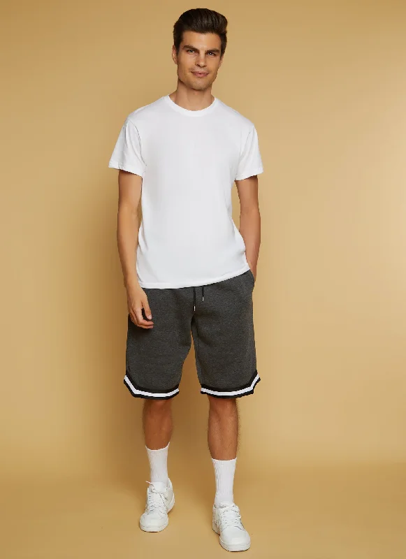 Mens Striped Detail Basketball Sweatshorts