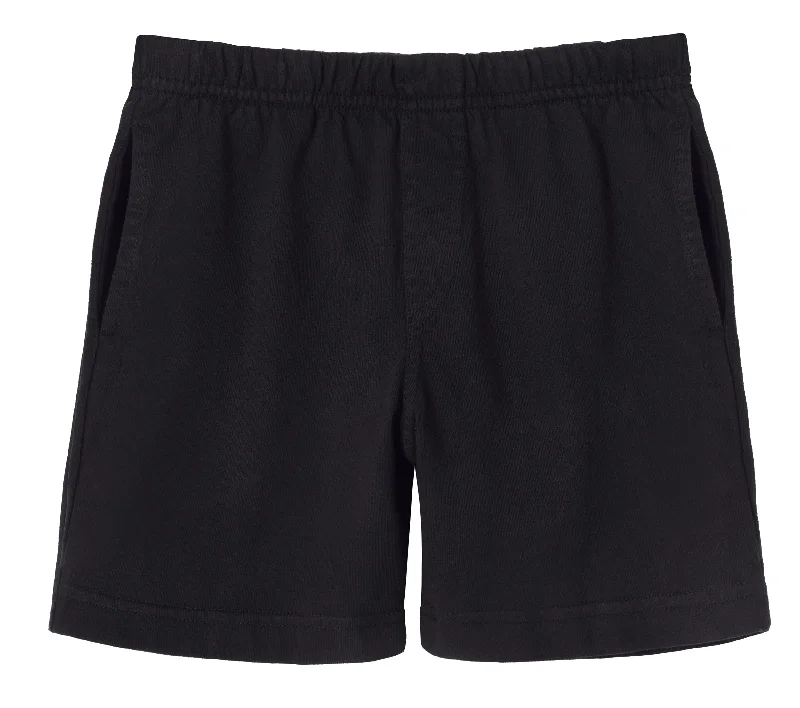 Boys Soft Cotton UPF 50+ Above-Knee Side Pocket Shorts | Black