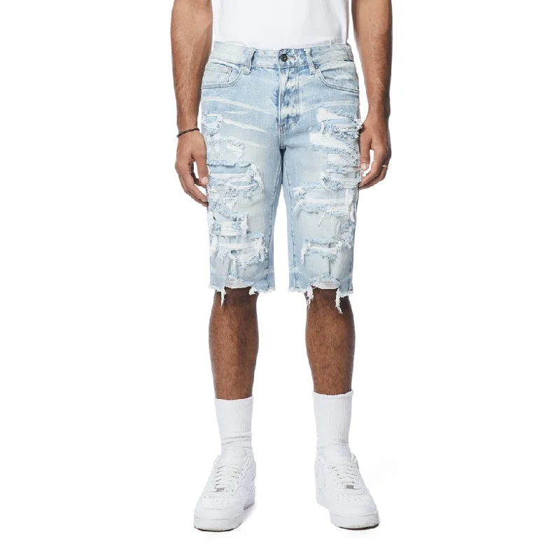 Distressed Rip & Repair Jean Shorts - Santorini Blue