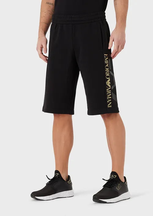 EA7 Emporio Armani Logo Series Cotton-Blend Board Shorts-Black