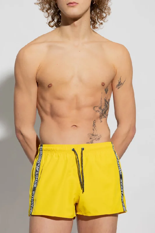 Emporio Armani Woven  Swimming Shorts With Logo-Yellow