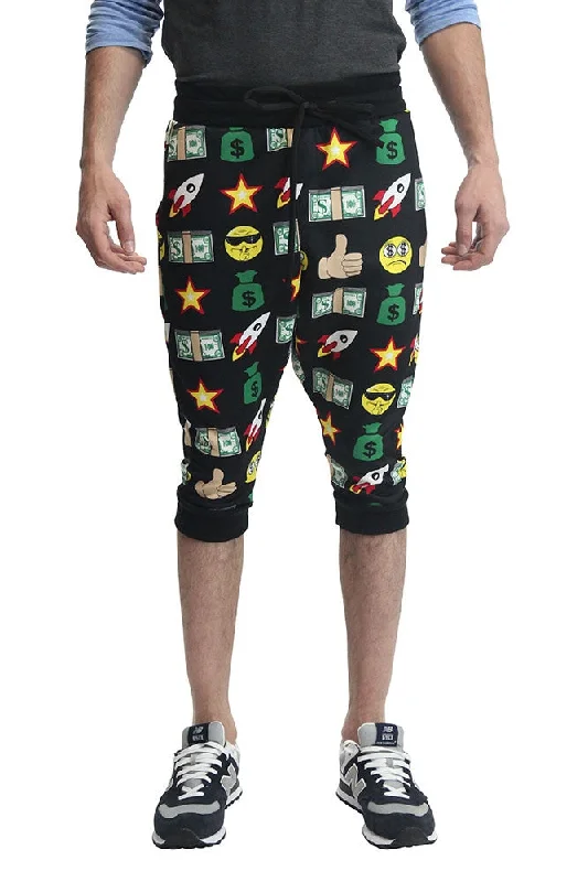 Emoji Print French Terry Jogger Shorts