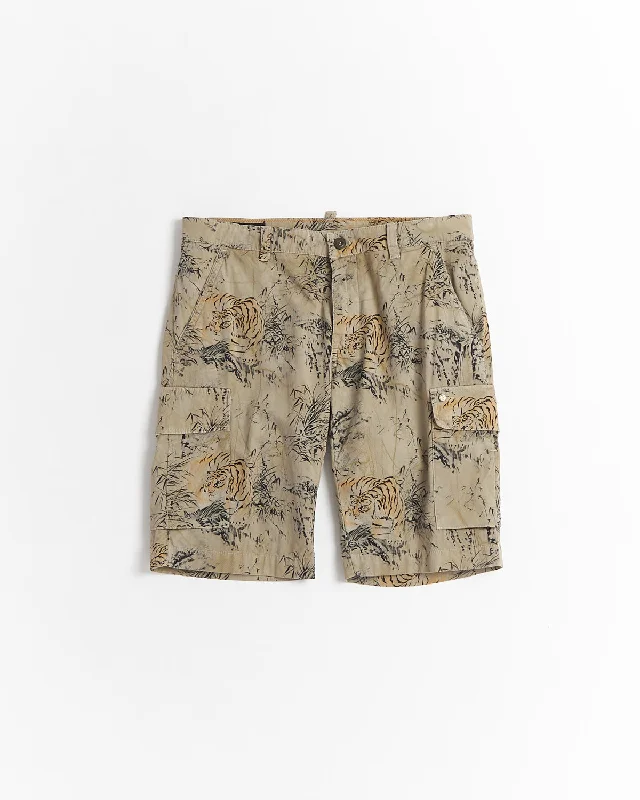 Fauna Print Cargo Short / Sand