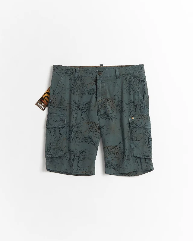 Fauna Print Cargo Short / Teal