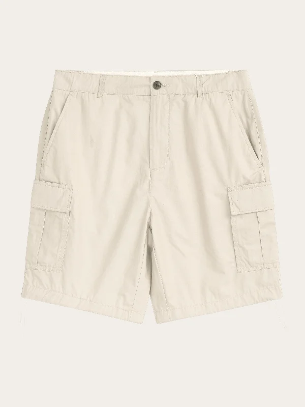 FIG loose cargo poplin shorts - GOTS/Vegan - Light feather gray