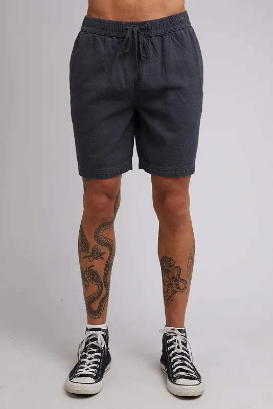 Hemp Elastic Waist Short Charcoal