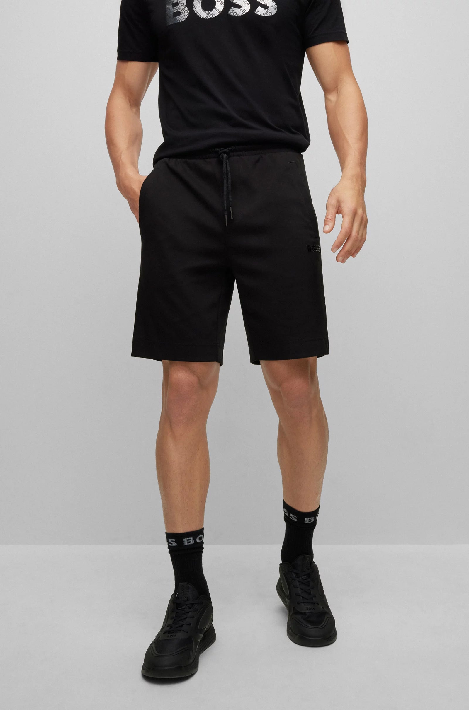 Hugo Boss Sweat Short Headlo With Mirror Effect Logo-Black