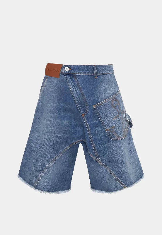 Jw Anderson Twisted Workwear Shorts Light Blue Denim