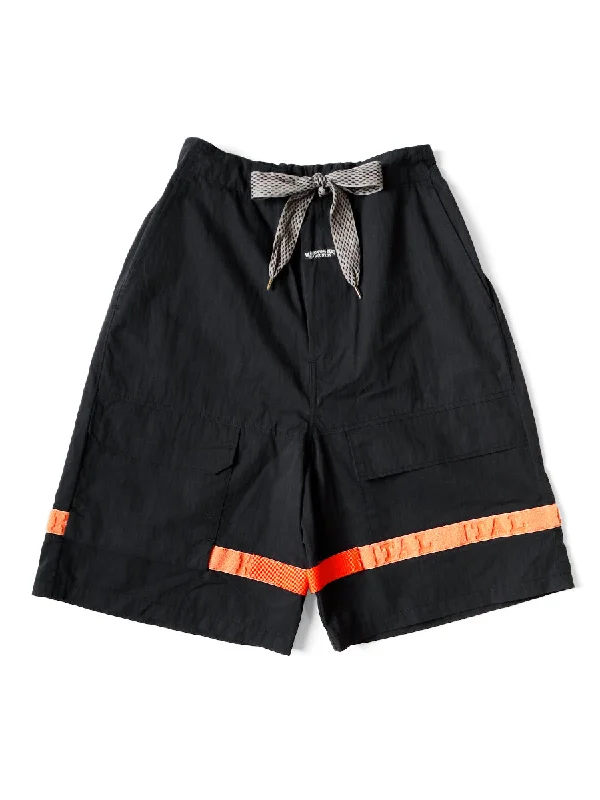 Kapital Rip Stop NOUVELLE Shuttle Shorts - Black x Orange