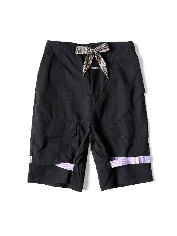 Kapital Rip Stop NOUVELLE Shuttle Shorts - Black x Purple