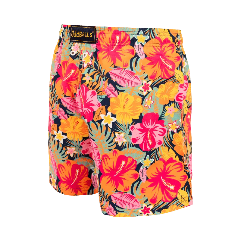 Kids Swim Shorts - Hibiscus