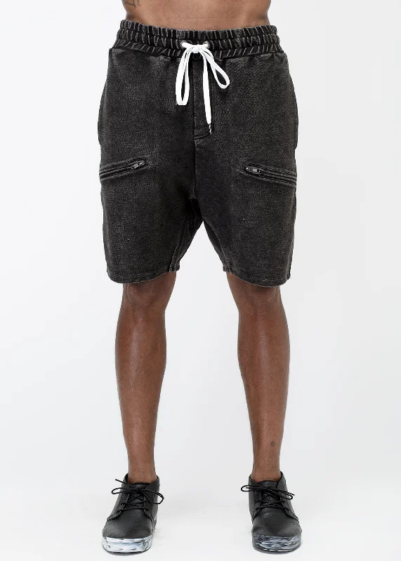 Konus Men's Heavy Denim Knit Shorts in Black