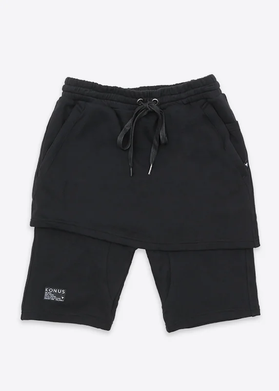 Konus Men's Skirted Shorts in Black