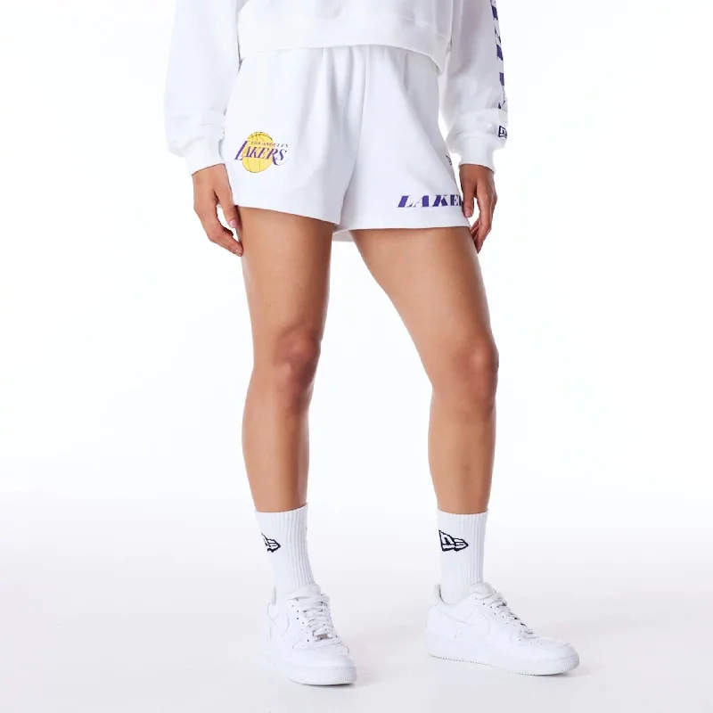 LA Lakers Womens NBA Wordmark White Shorts