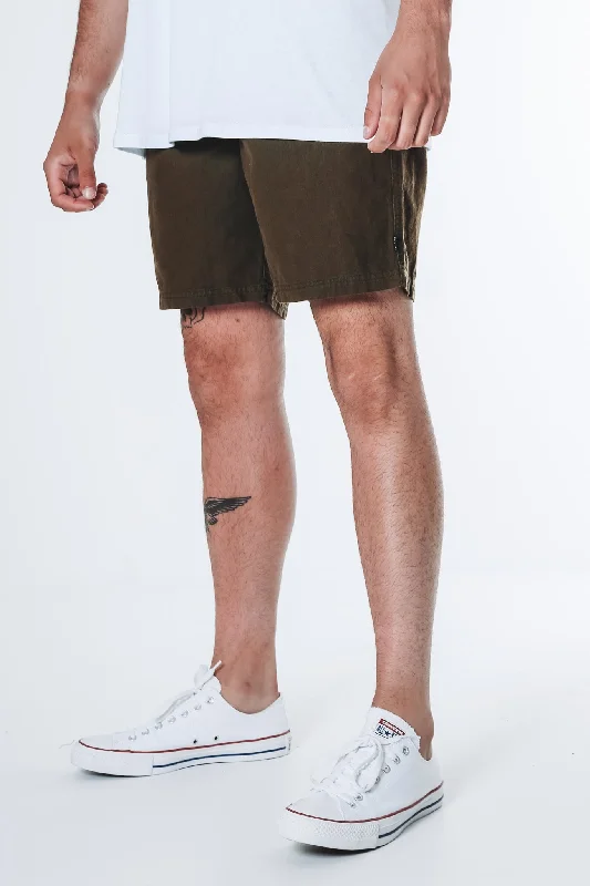 Linen Blend Walk Short Khaki