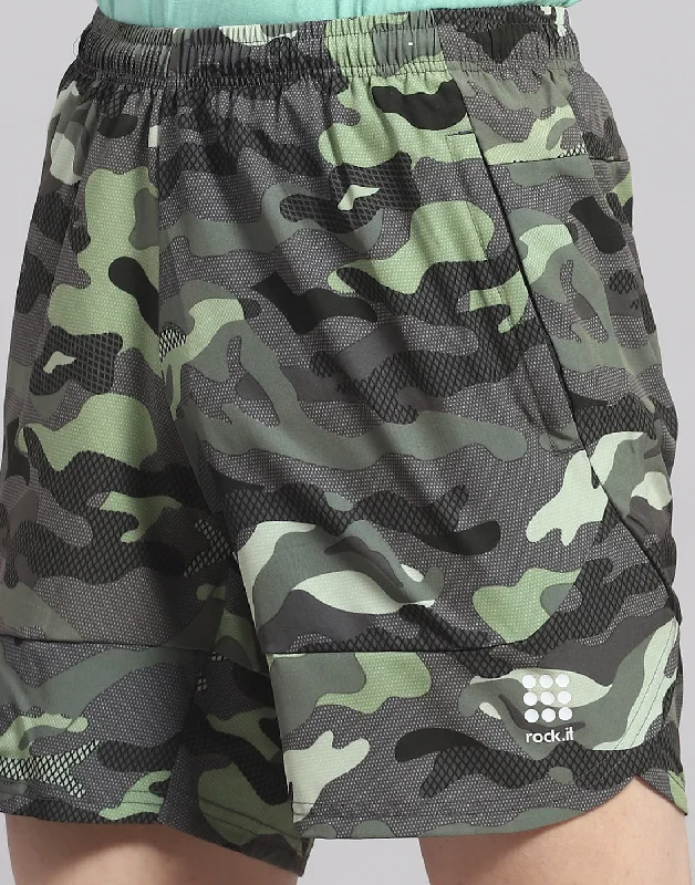 Men Green Printed Short