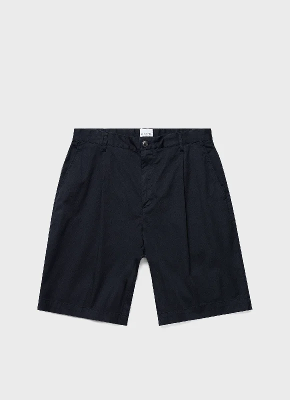 Men's Pleated Twill Short in Navy