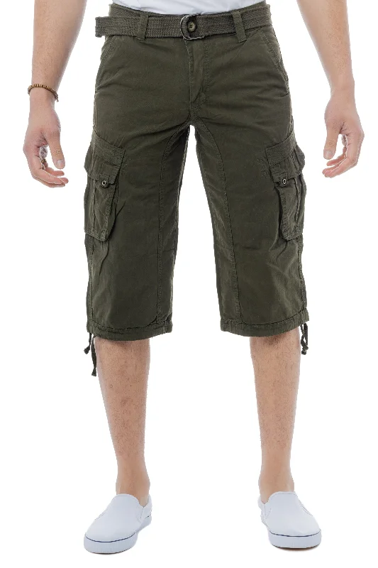 X RAY Mens Belted 18" Inseam Below Knee Long Cargo Shorts With Draw Cord Big & Tall Available