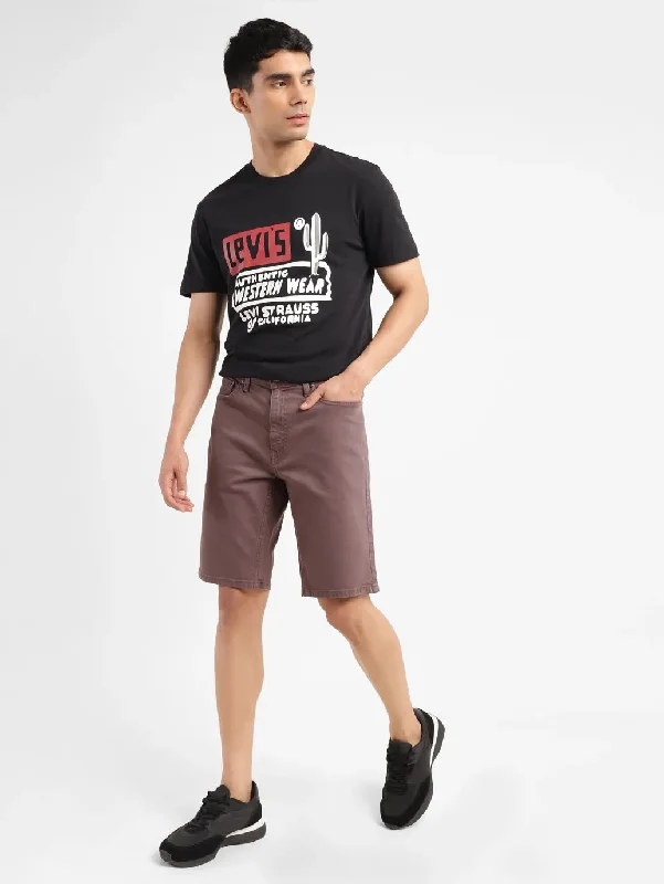 Men's Burgundy Regular Fit Shorts