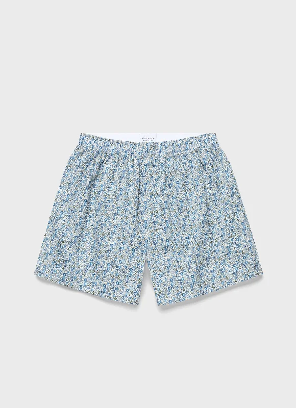 Men's Classic Boxer Shorts in Liberty Fabric in Blue Floral Ditsy