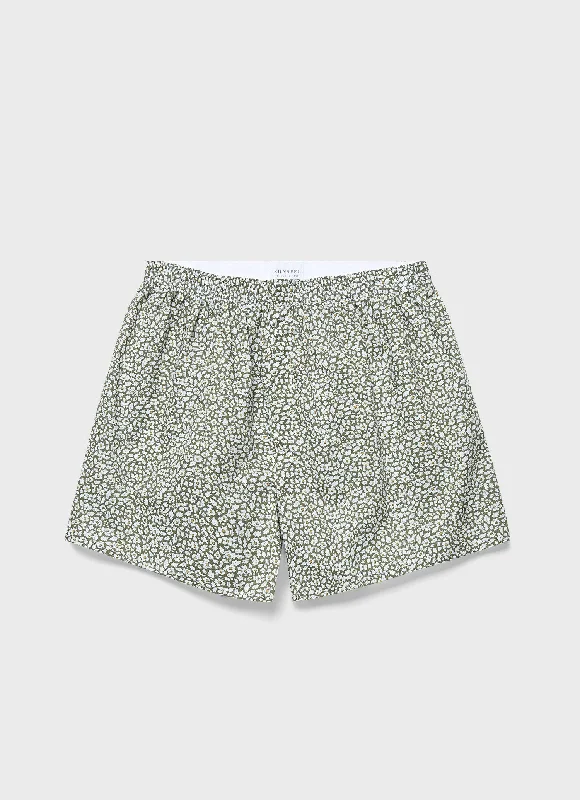 Men's Classic Boxer Shorts in Liberty Fabric in Khaki Feather Meadow