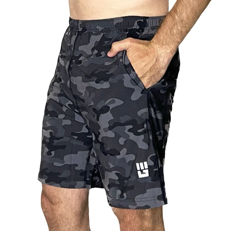 Men's Freestyle Running Shorts (Black/Gray Camo)