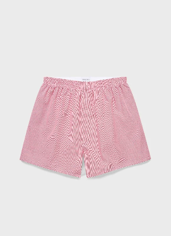 Men's Classic Boxer Shorts in Red Micro Gingham