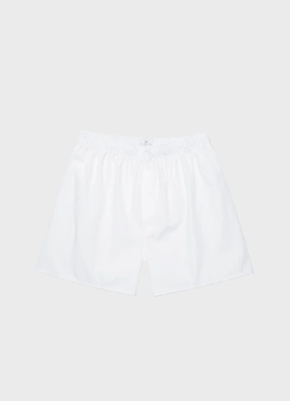 Men's Long Cut Classic Boxer Shorts in White