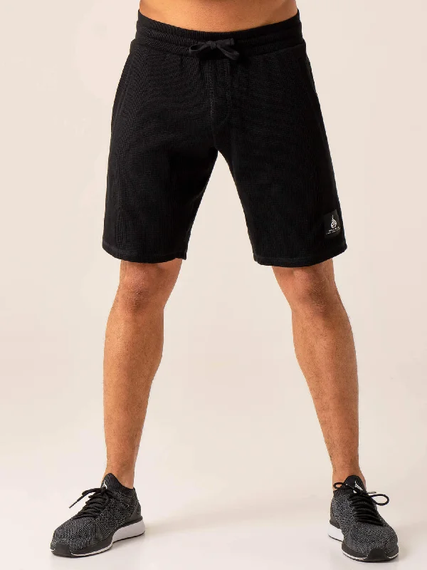 Men's Waffle Lounge Shorts - Black