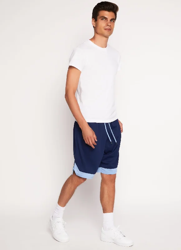 Mens Drawstring Stripe Detail Basketball Shorts