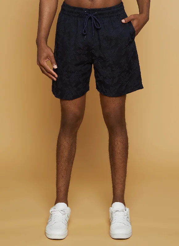 Mens Floral Woven Drawstring Shorts