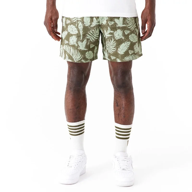 New Era All Over Print Green Woven Shorts