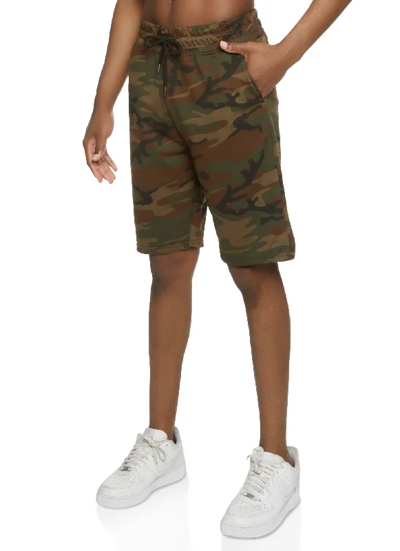 Mens French Terry Camo Shorts