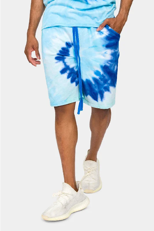 Pastel Contrast Swirl Tie Dye Cotton Shorts