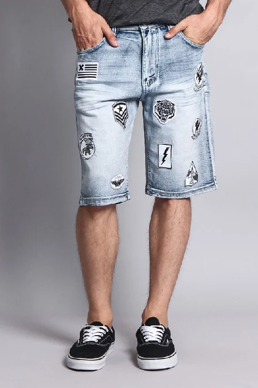 Patch Denim Shorts