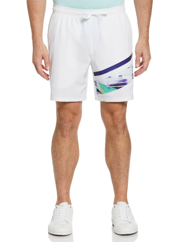 Men's Asymmetric Print Performance 7" Tennis Short