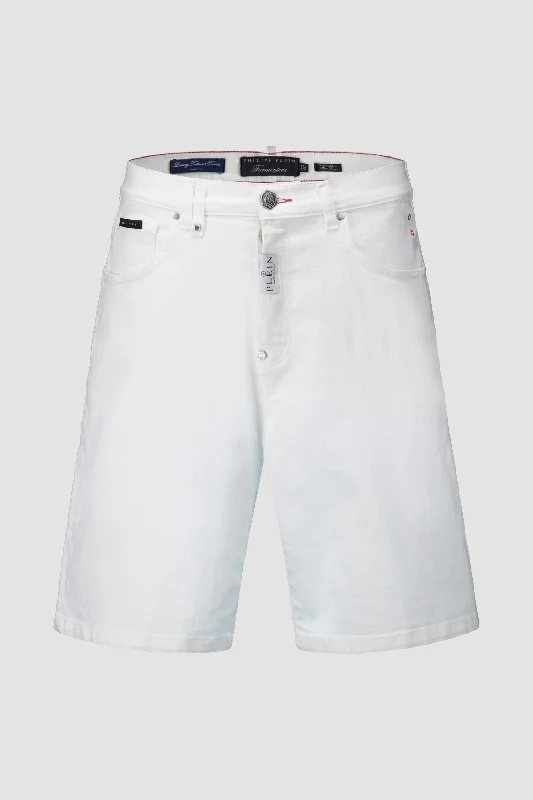 Philipp Plein White Denim Formentera Fit Shorts