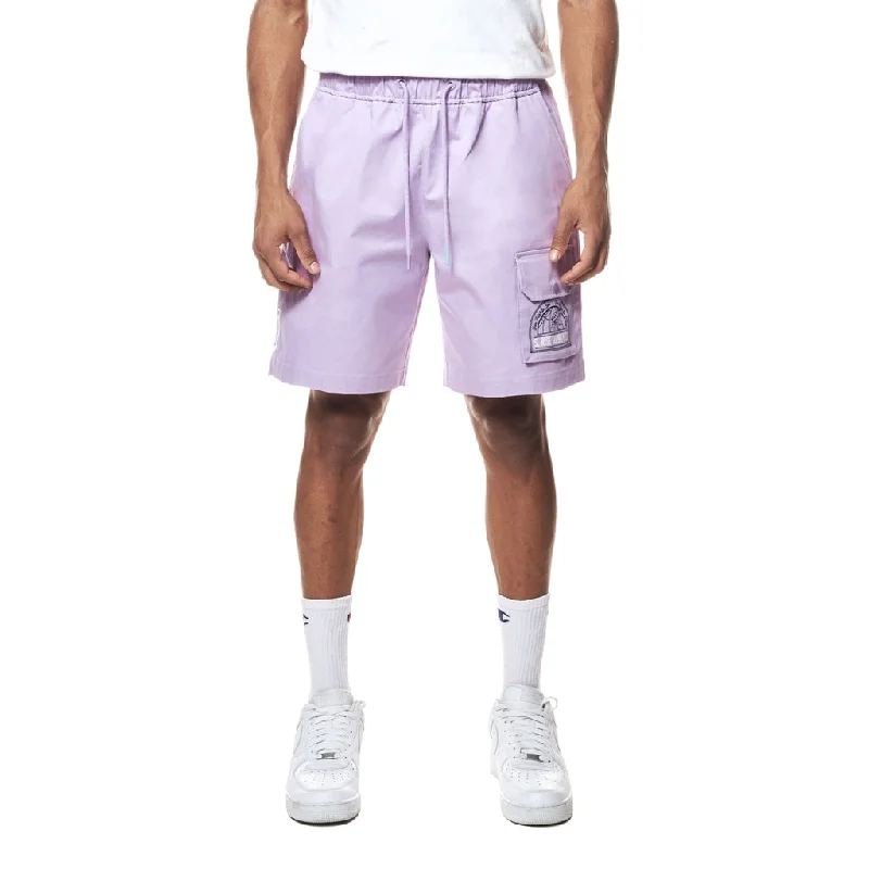 Printed Twill Workwear Shorts - Dusty Purple