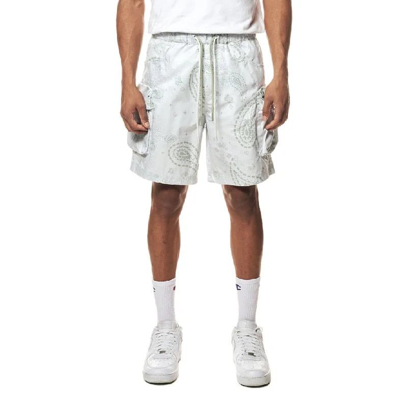 Printed Utility Windbreaker Shorts - Sage