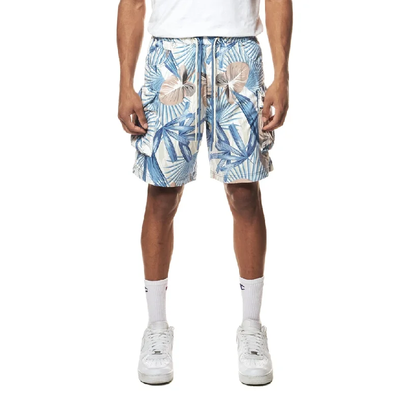 Printed Utility Windbreaker Shorts - Tropic Blue