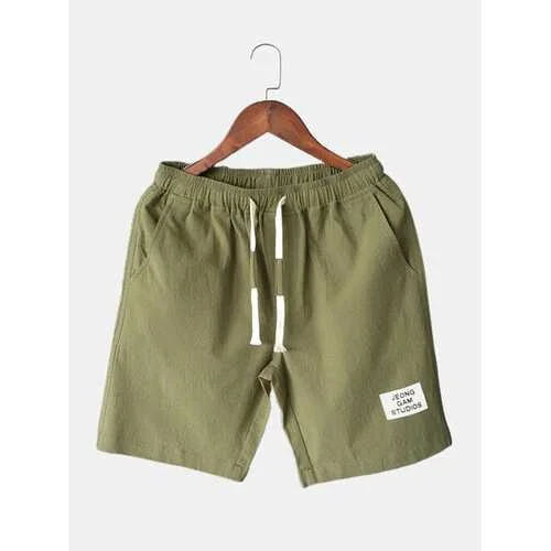 Drawstring Shorts Solid Color Pocket Shorts