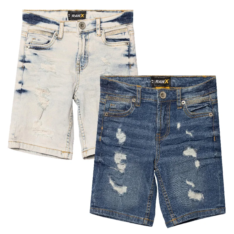 RAW X Baby Boy Toddlers 2 Pack of Fashion Rips Distressed Denim Cut Off Shorts