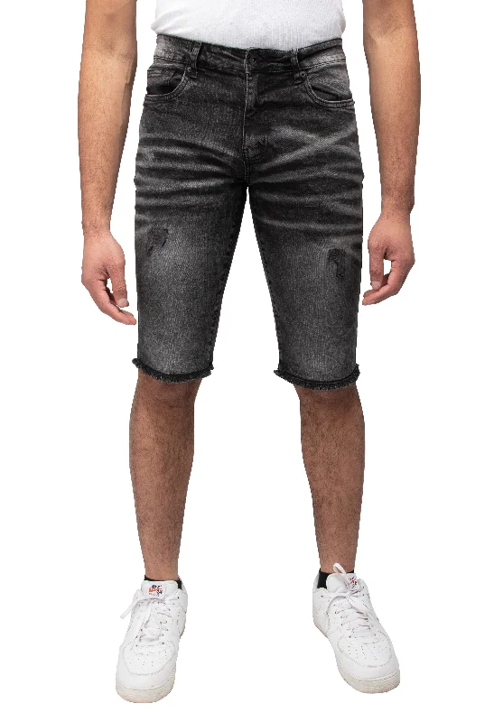 RAWX Men's Denim Shorts, Rips Distress Frayed Cut Off Slim Fit Jeans Short for Men