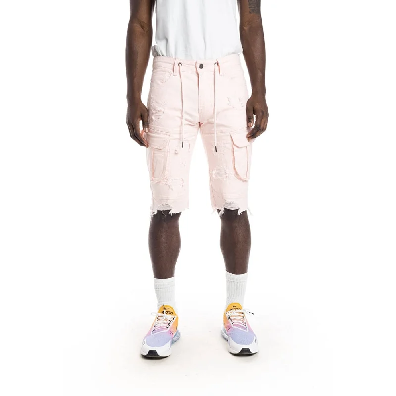 Rip And Repair Semi Basic Twill Short - Pale Pink