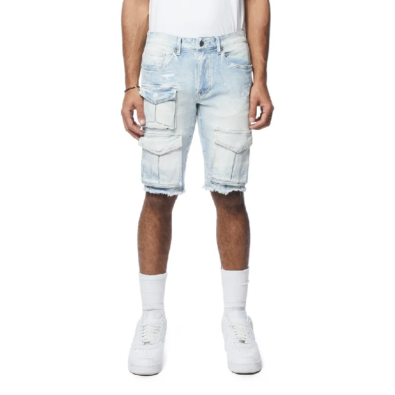 Rip & Repair Cargo Jean Shorts - Santorini Blue