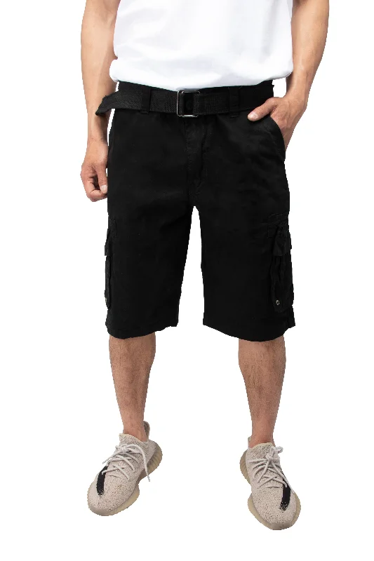 Raw X Men's 12.5" Inseam Belted Cargo Shorts with Snap Button