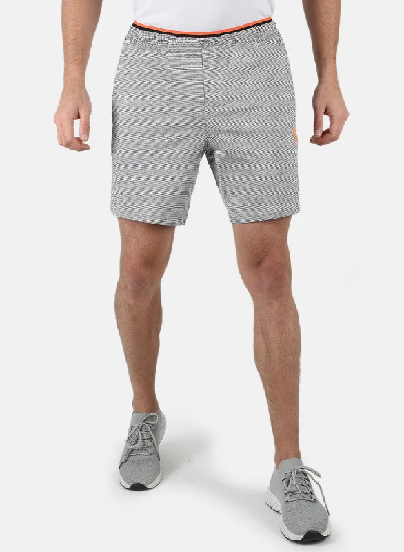 Men Grey Self Design Shorts