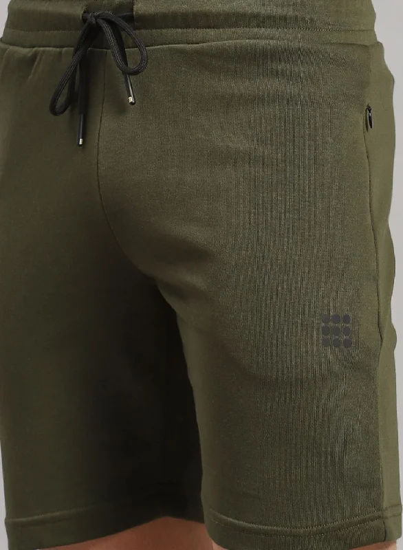 Men Olive Solid Short