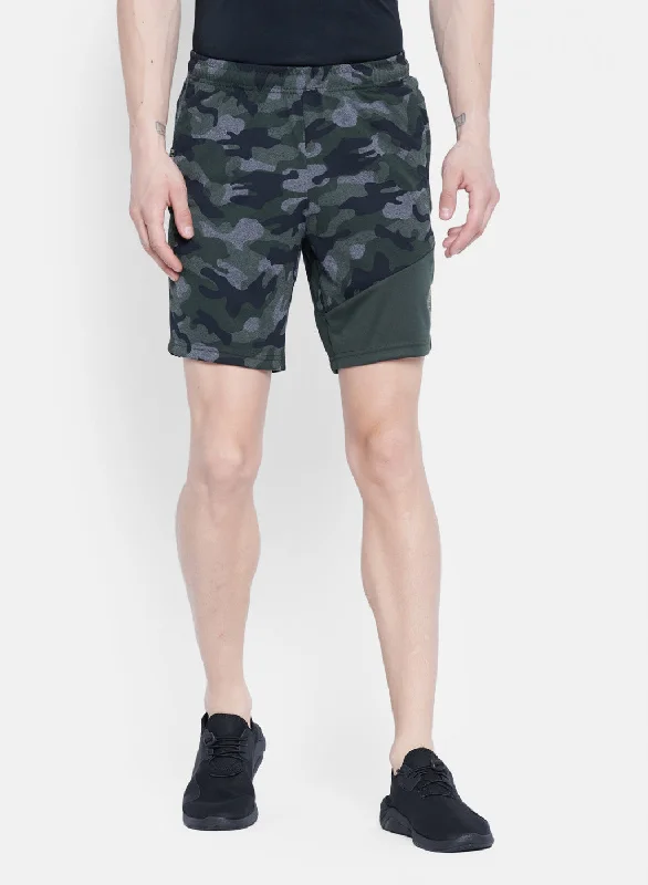 Mens Olive Printed Short